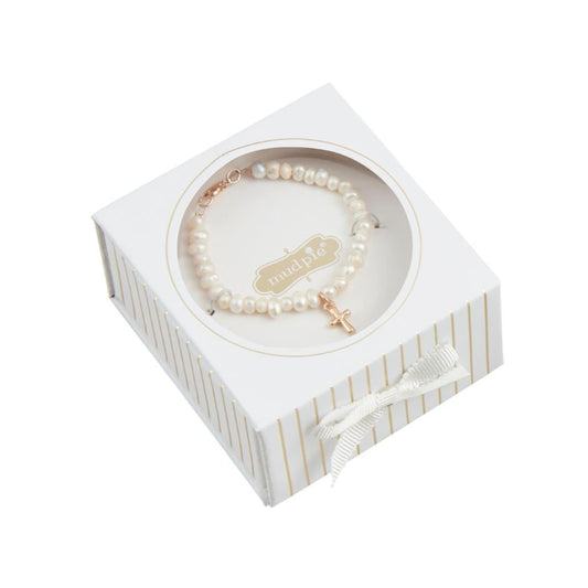 Toddler Pearl Cross Bracelet