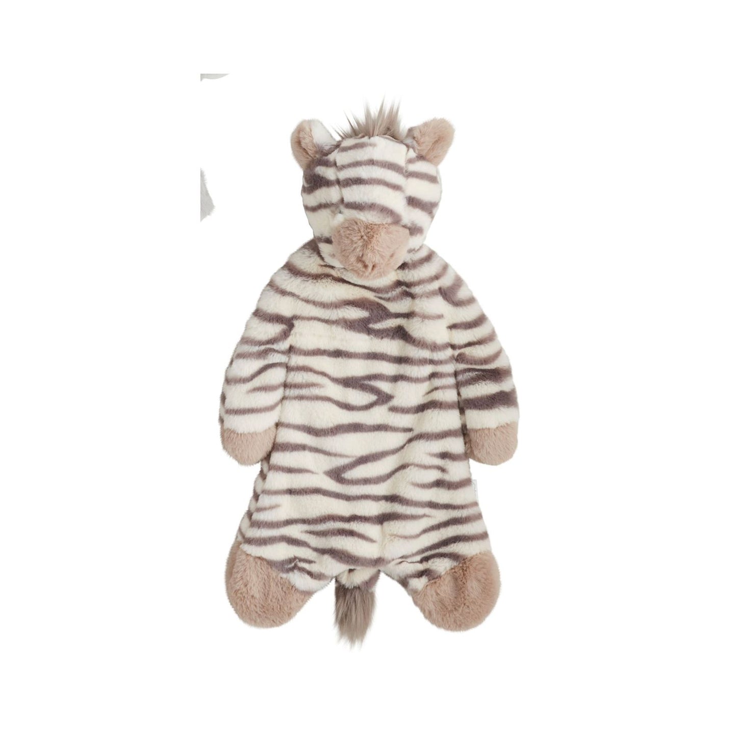 Plush zebra toy on a white background