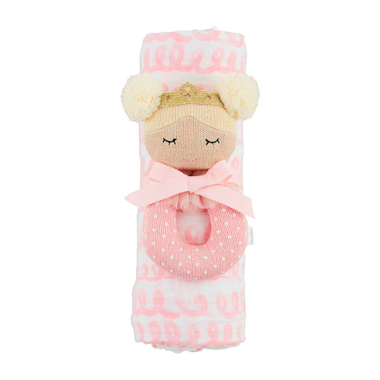 Swirl Swaddle & Princess Rattle