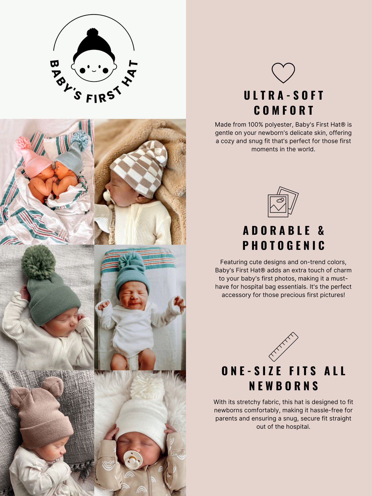 Baby's First Hat®- Petal Pink Tulle Bow