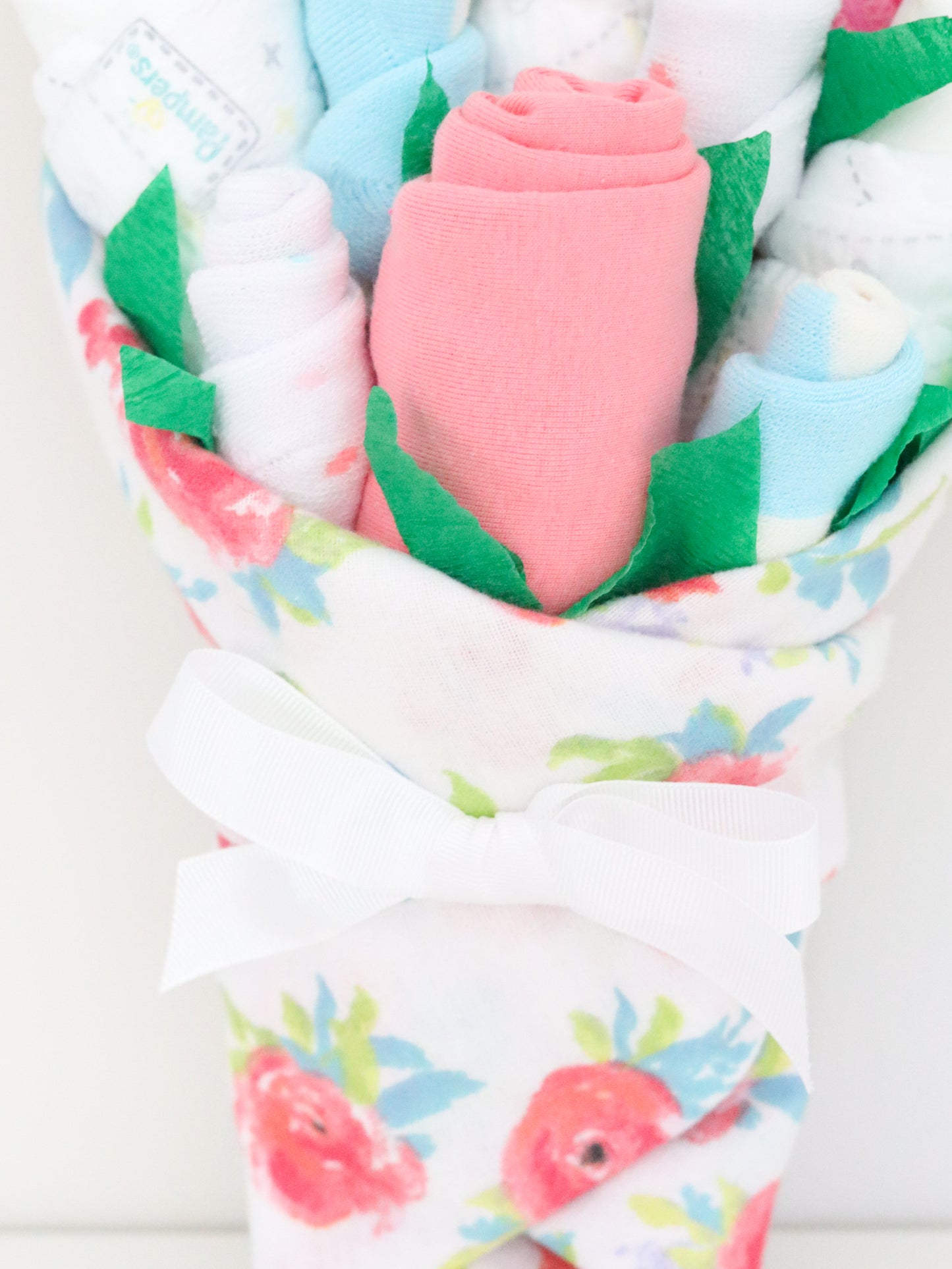 Coral Floral Baby Gift Set Bouquet