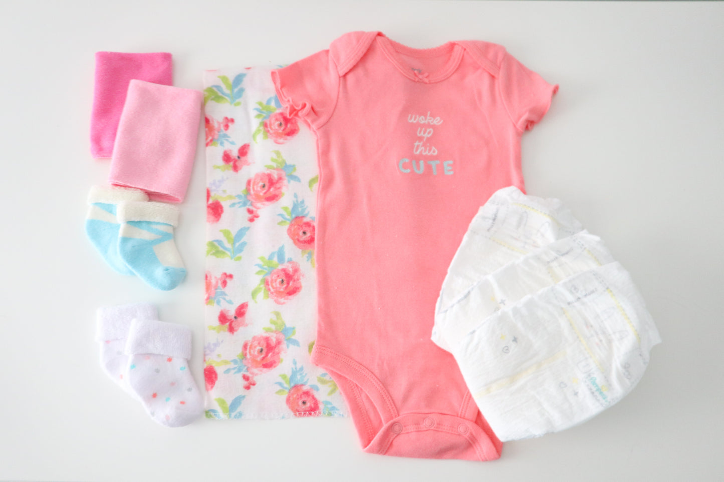 Coral Floral Baby Gift Set Bouquet