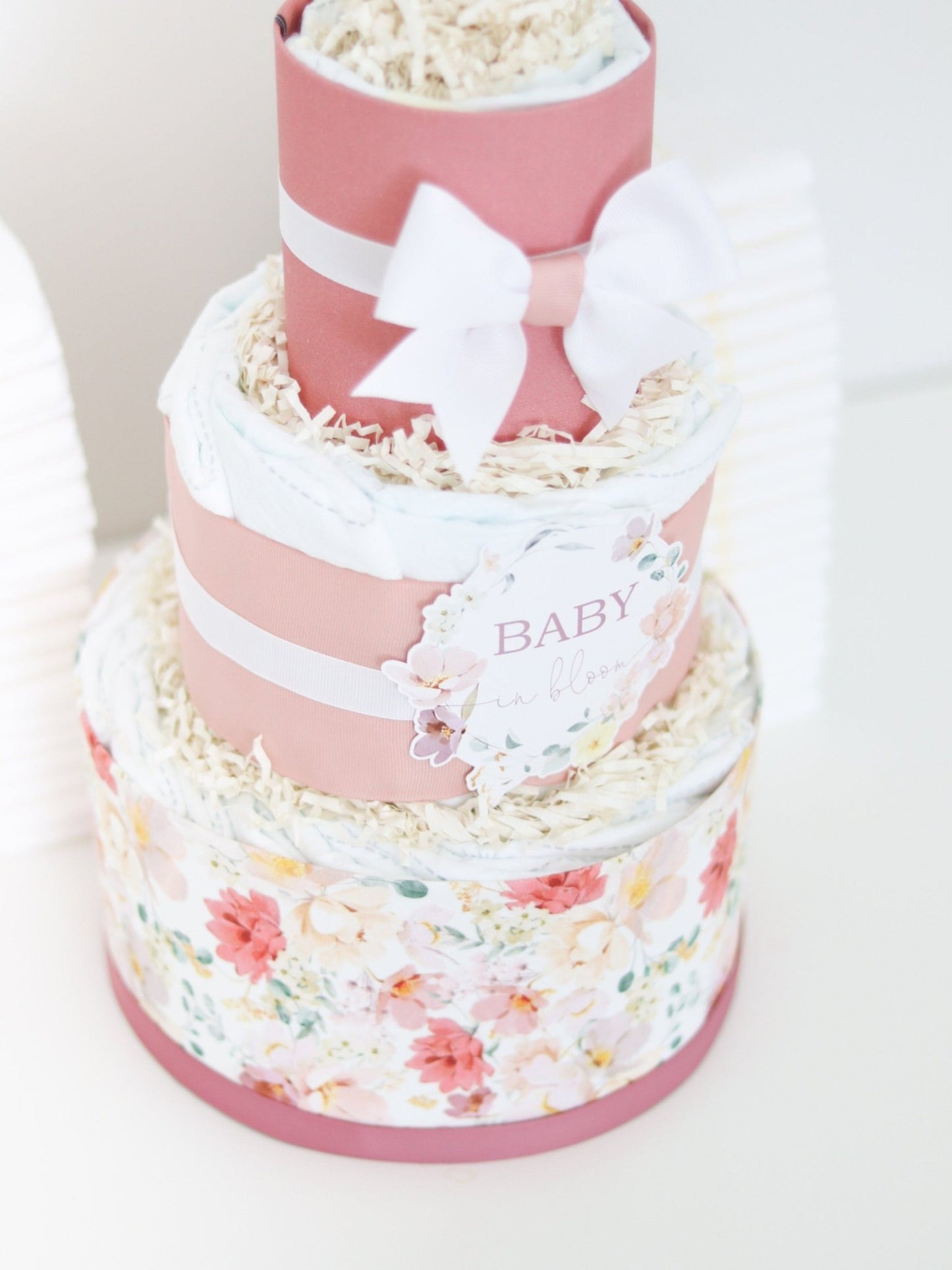 Baby in Bloom Diaper Cake - Baby Blossom Company