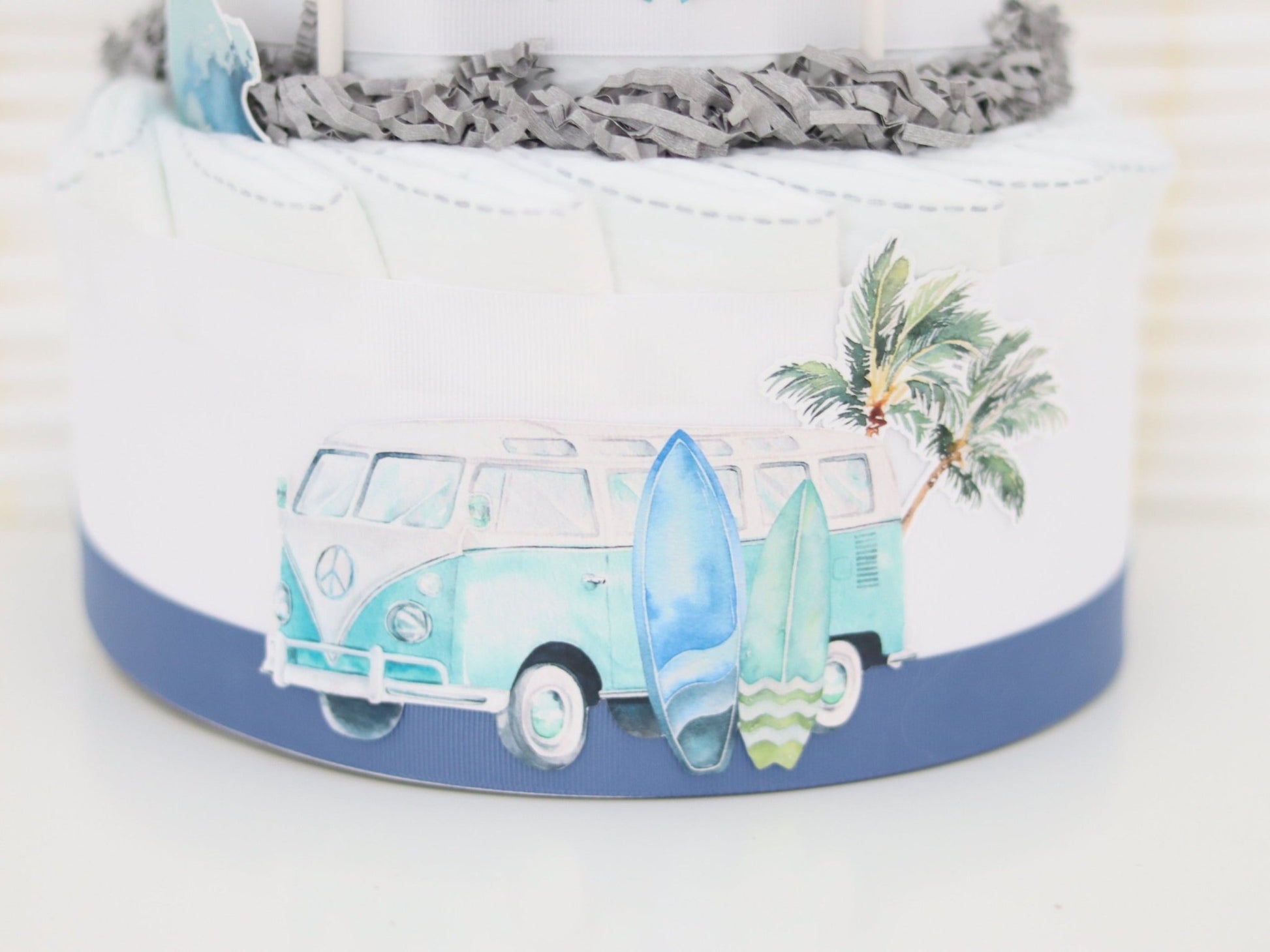 Baby on Board Diaper Cake - Blue - Baby Blossom Company