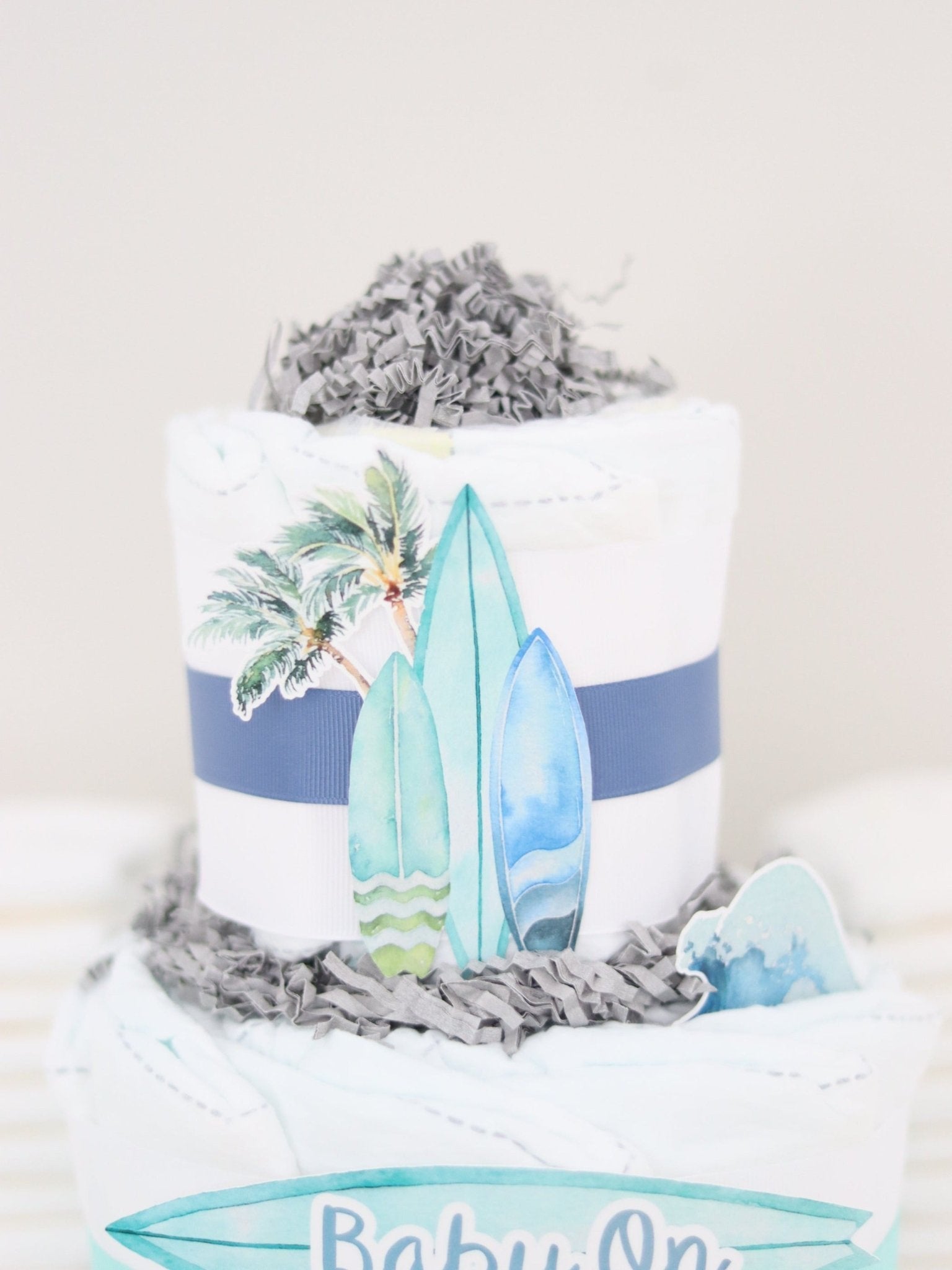 Baby on Board Diaper Cake - Blue - Baby Blossom Company
