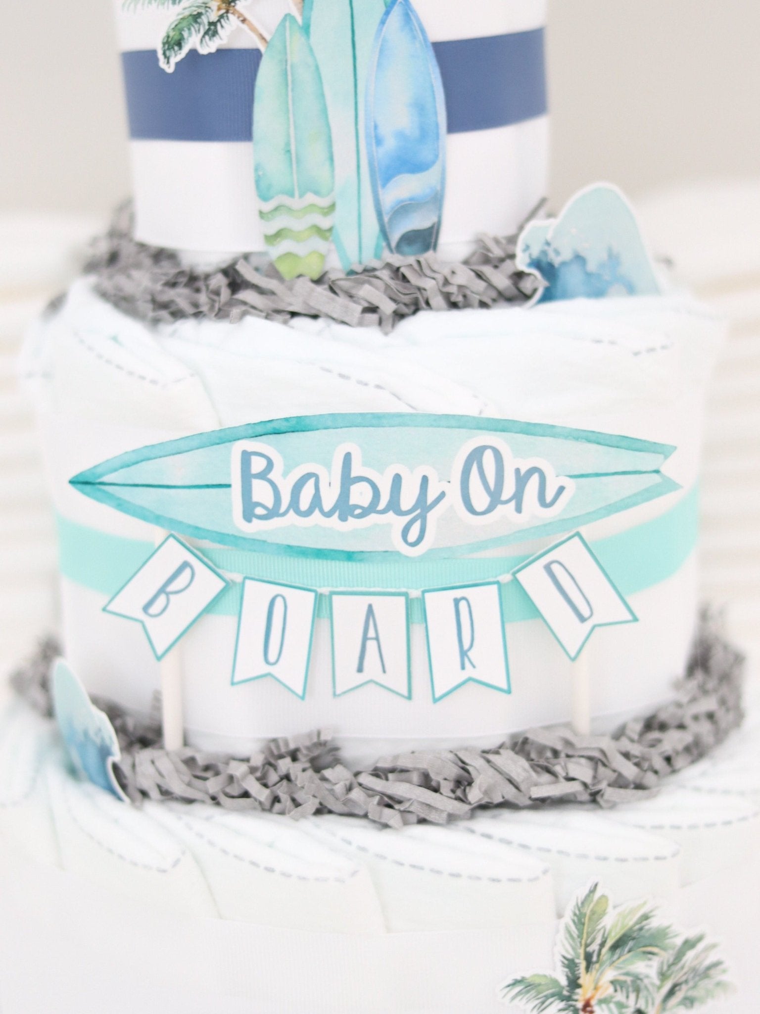 Baby on Board Diaper Cake - Blue - Baby Blossom Company