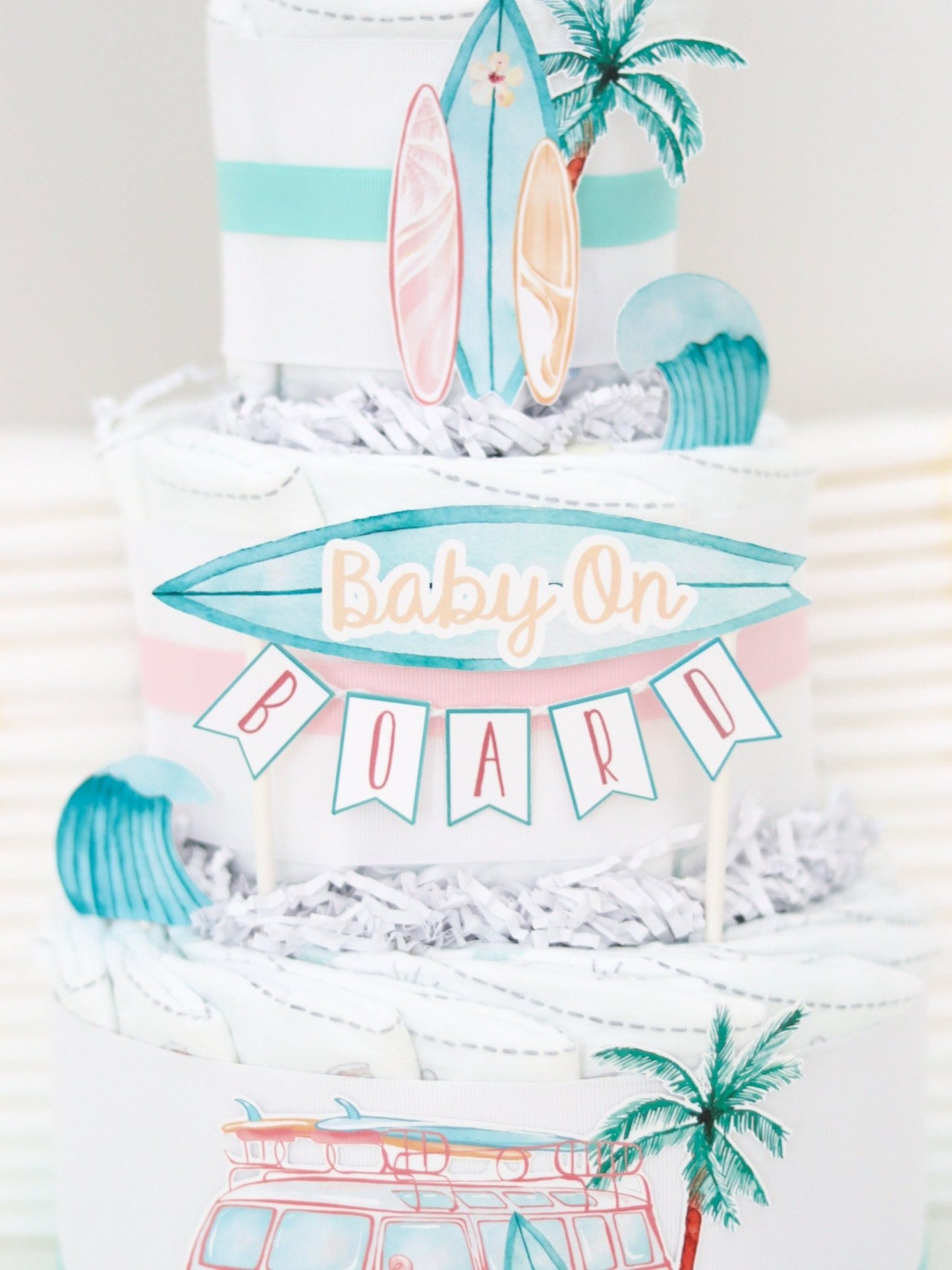 Baby on Board Diaper Cake - Pink - Baby Blossom Company