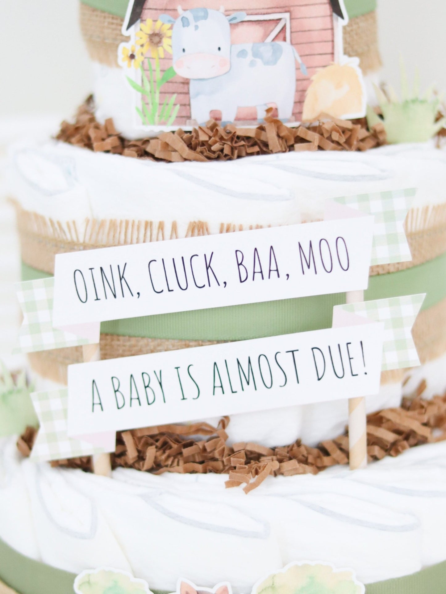 Barnyard Friends Diaper Cake - Moss - Baby Blossom Company