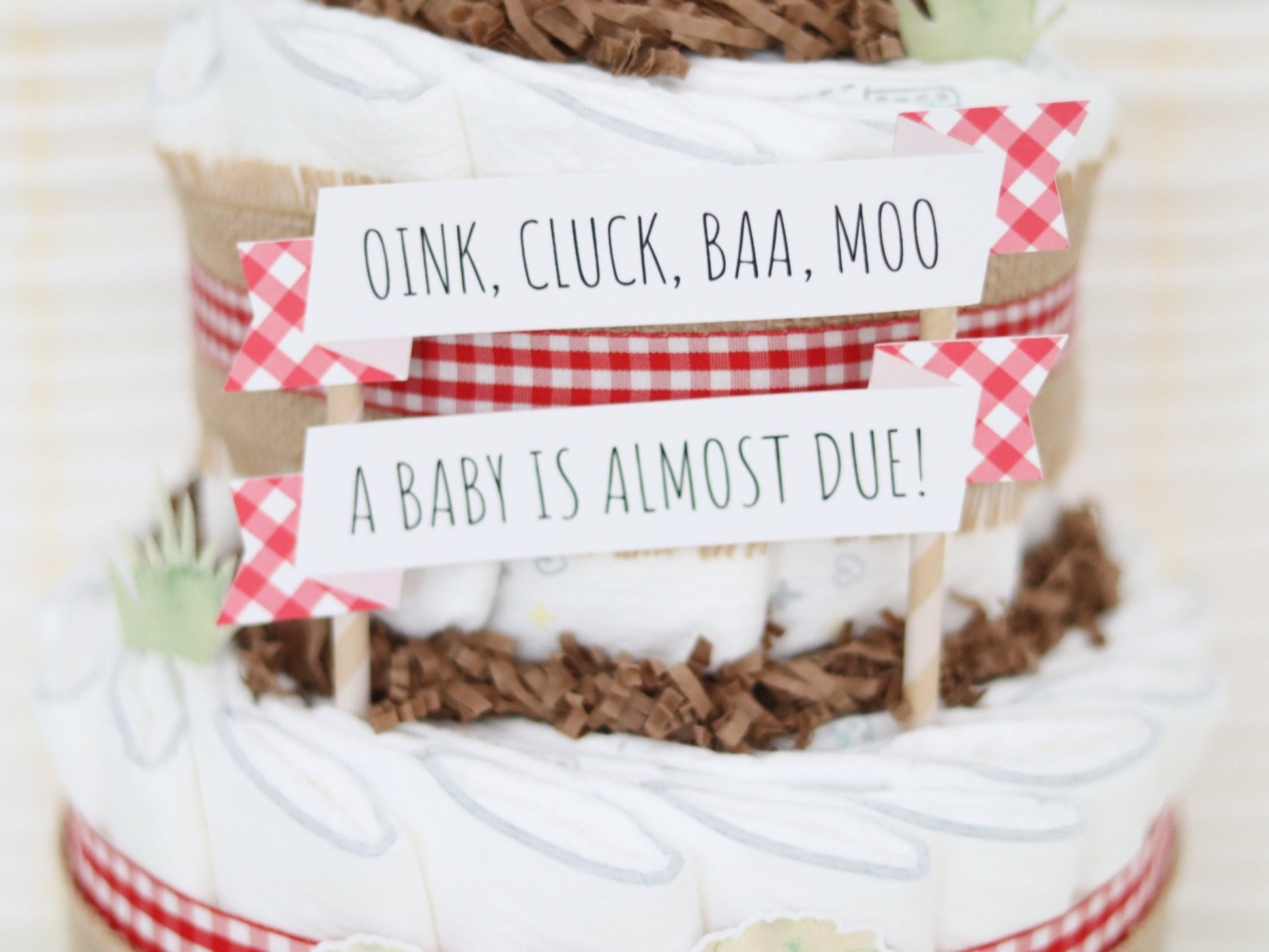 Barnyard Friends Diaper Cake - Red - Baby Blossom Company