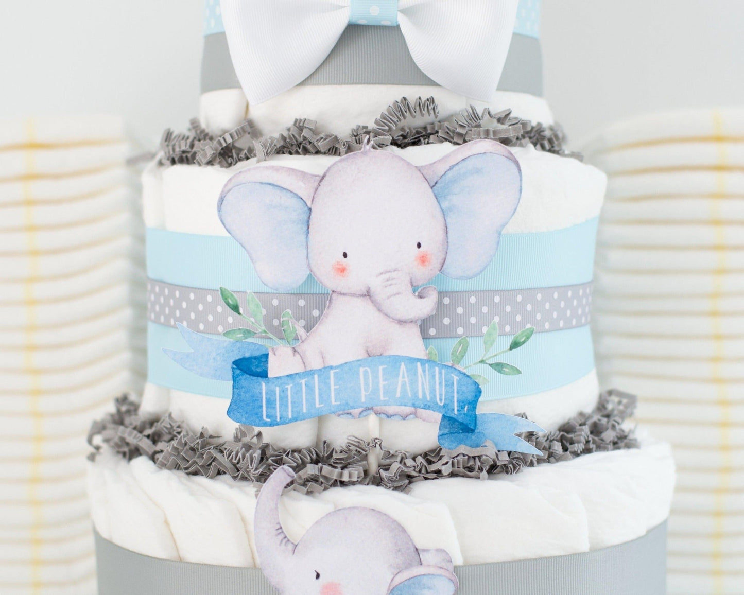 Blue Little Peanut Diaper Cake - Baby Blossom Company