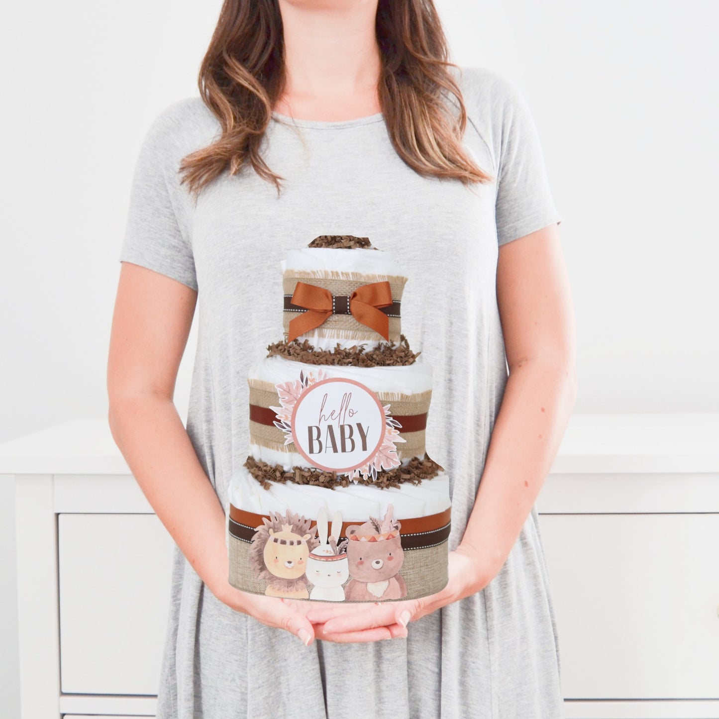 Boho Animals Diaper Cake - Baby Blossom Company