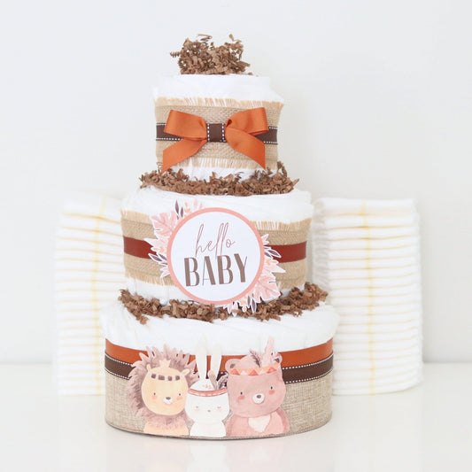 Boho Animals Diaper Cake - Baby Blossom Company