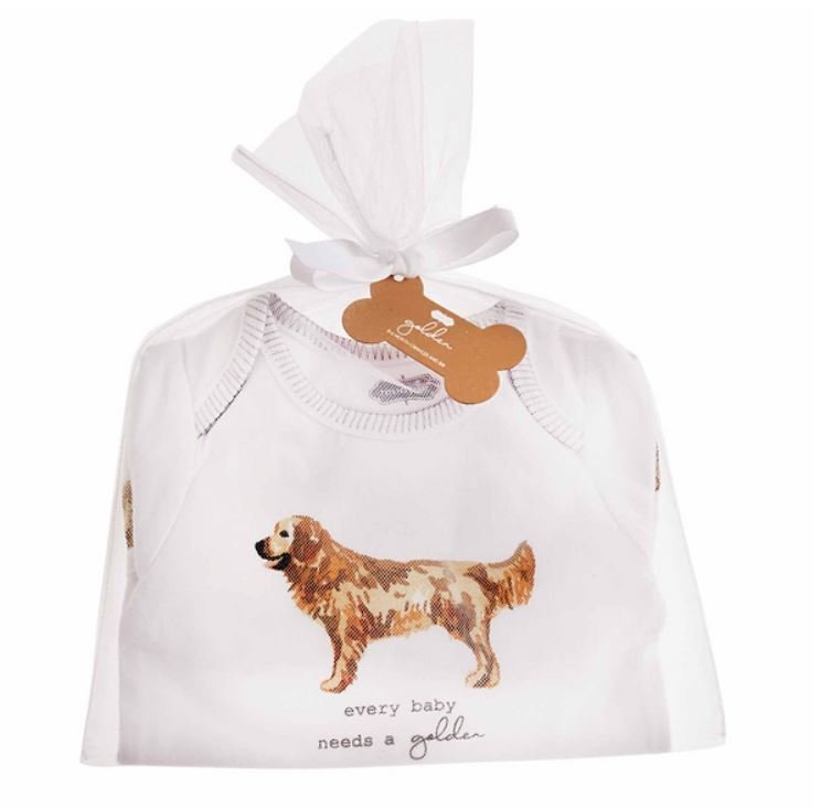 Golden Retriever Dog Bodysuit & Bib Set - Baby Blossom Company