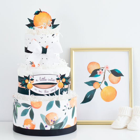 Little Clementine Diaper Cake - Baby Blossom Company