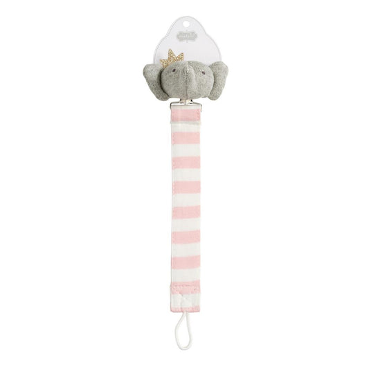 Pink Elephant Knit Pacifier Clip - Baby Blossom Company