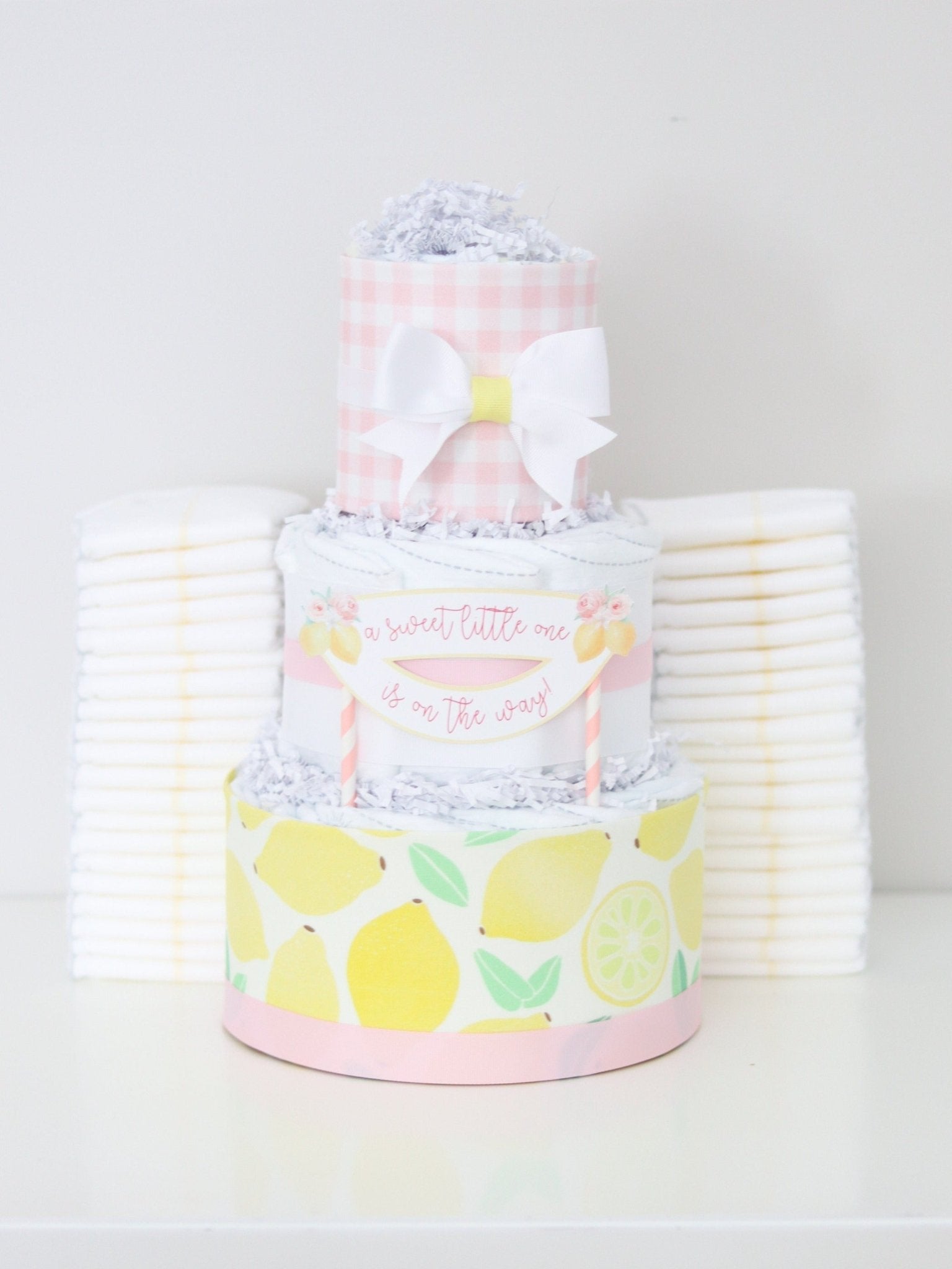 Pink Lemonade Diaper Cake - Baby Blossom Company