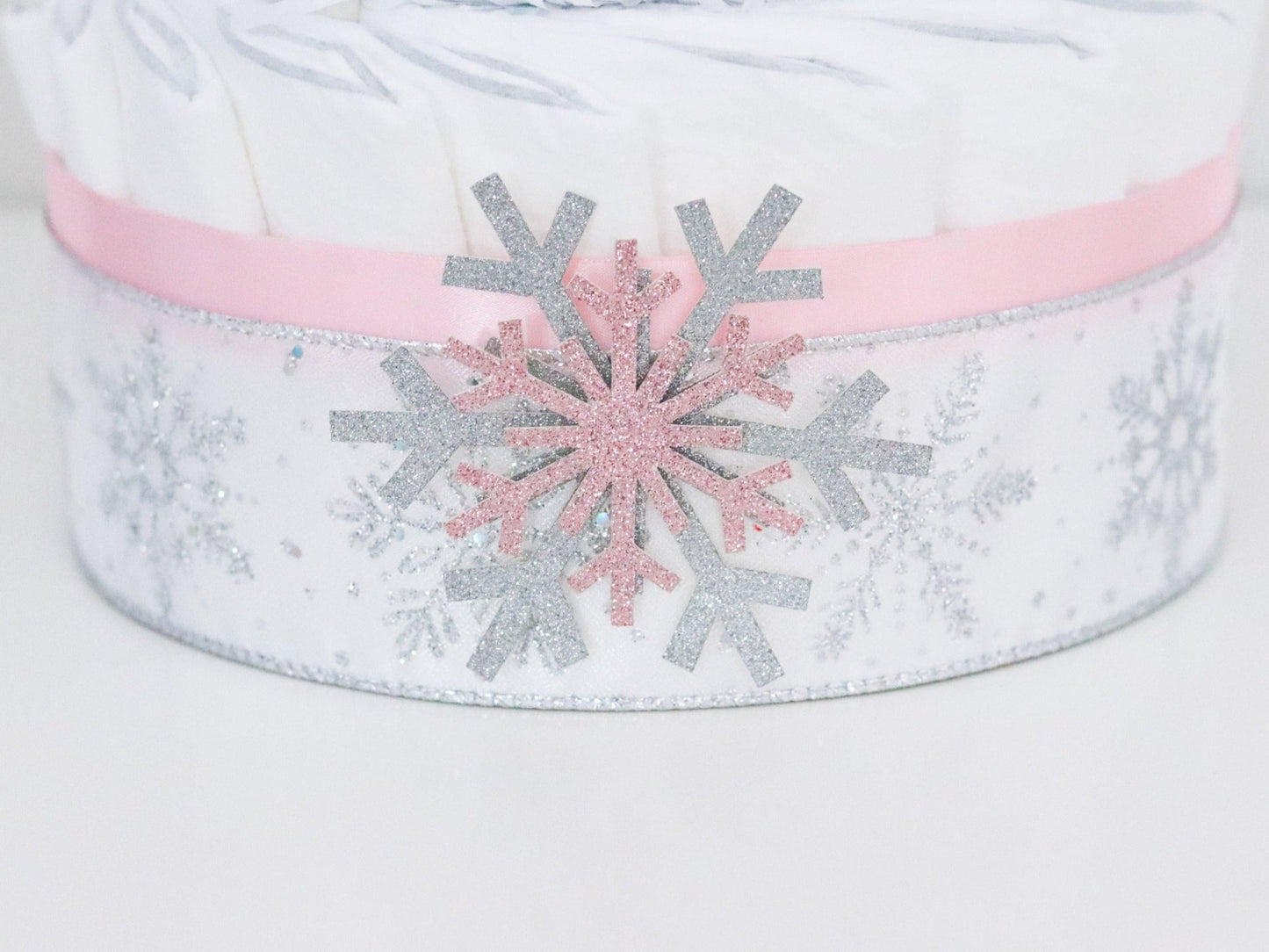 Pink Snowflake Diaper Cake - Baby Blossom Company