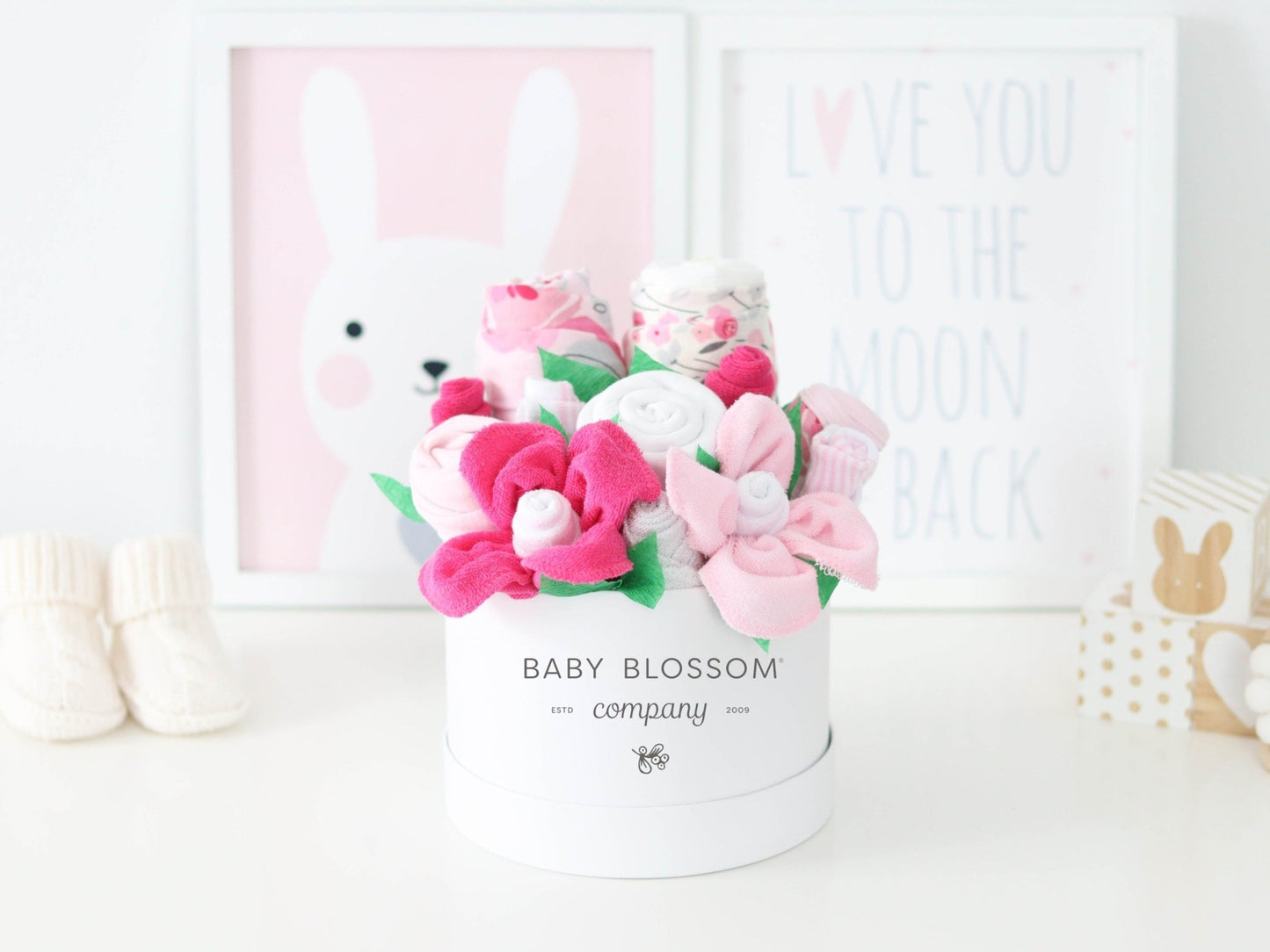 Pretty in Pink Baby Girl Gift Box Bouquet - Baby Blossom Company