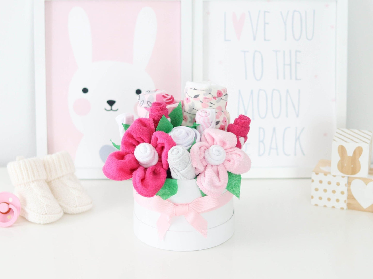 Pretty in Pink Baby Girl Gift Box Bouquet - Baby Blossom Company