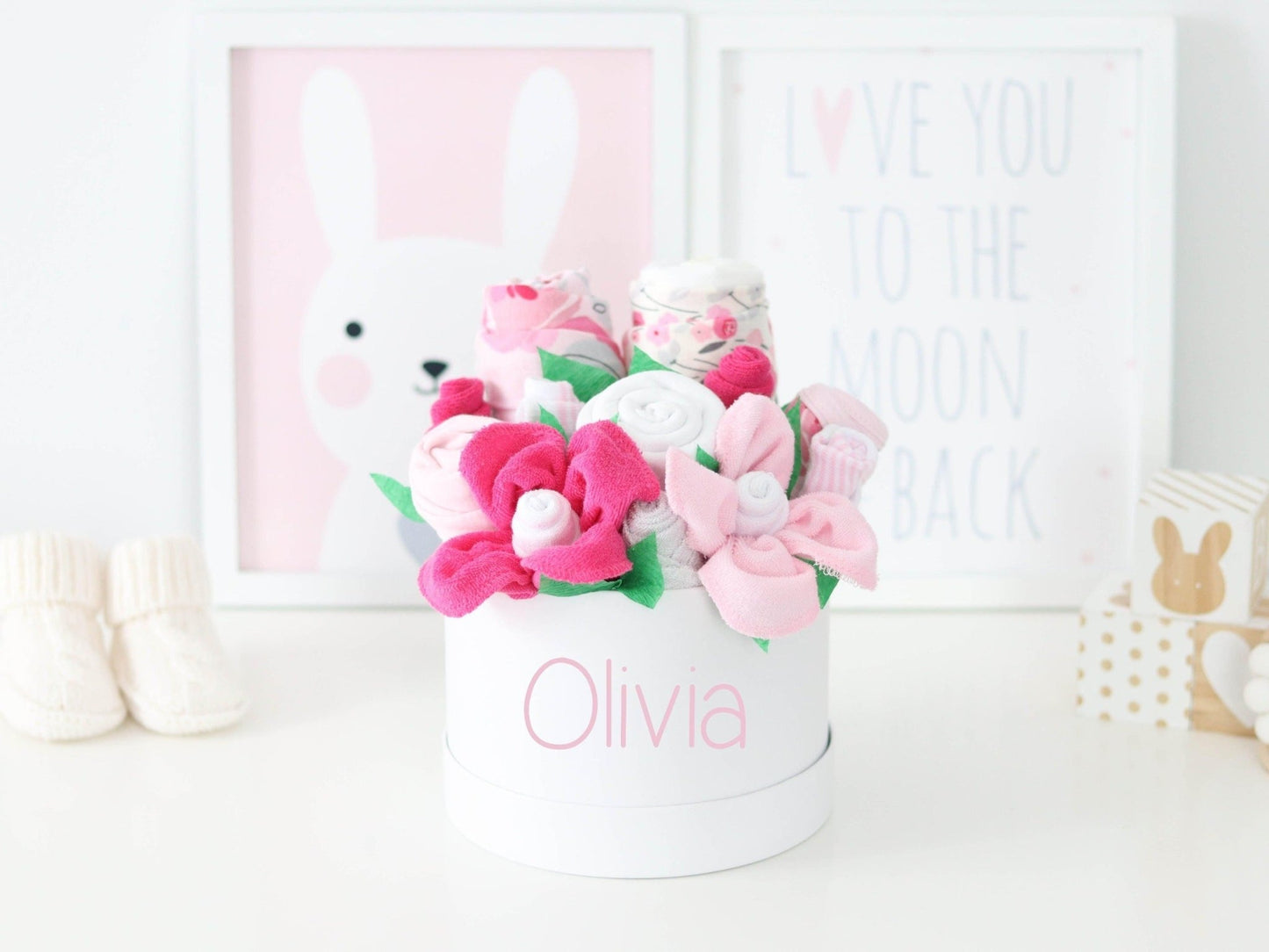 Pretty in Pink Baby Girl Gift Box Bouquet - Baby Blossom Company
