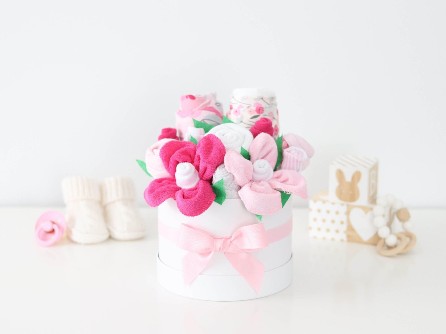 Pretty in Pink Baby Girl Gift Box Bouquet - Baby Blossom Company
