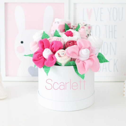 Pretty in Pink Baby Girl Gift Box Bouquet - Baby Blossom Company