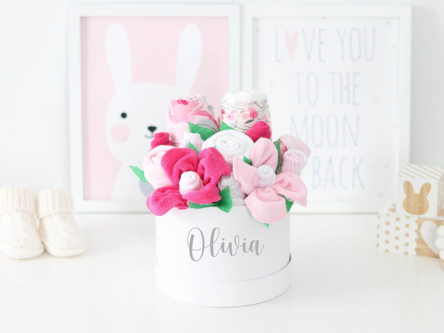 Pretty in Pink Baby Girl Gift Box Bouquet - Baby Blossom Company