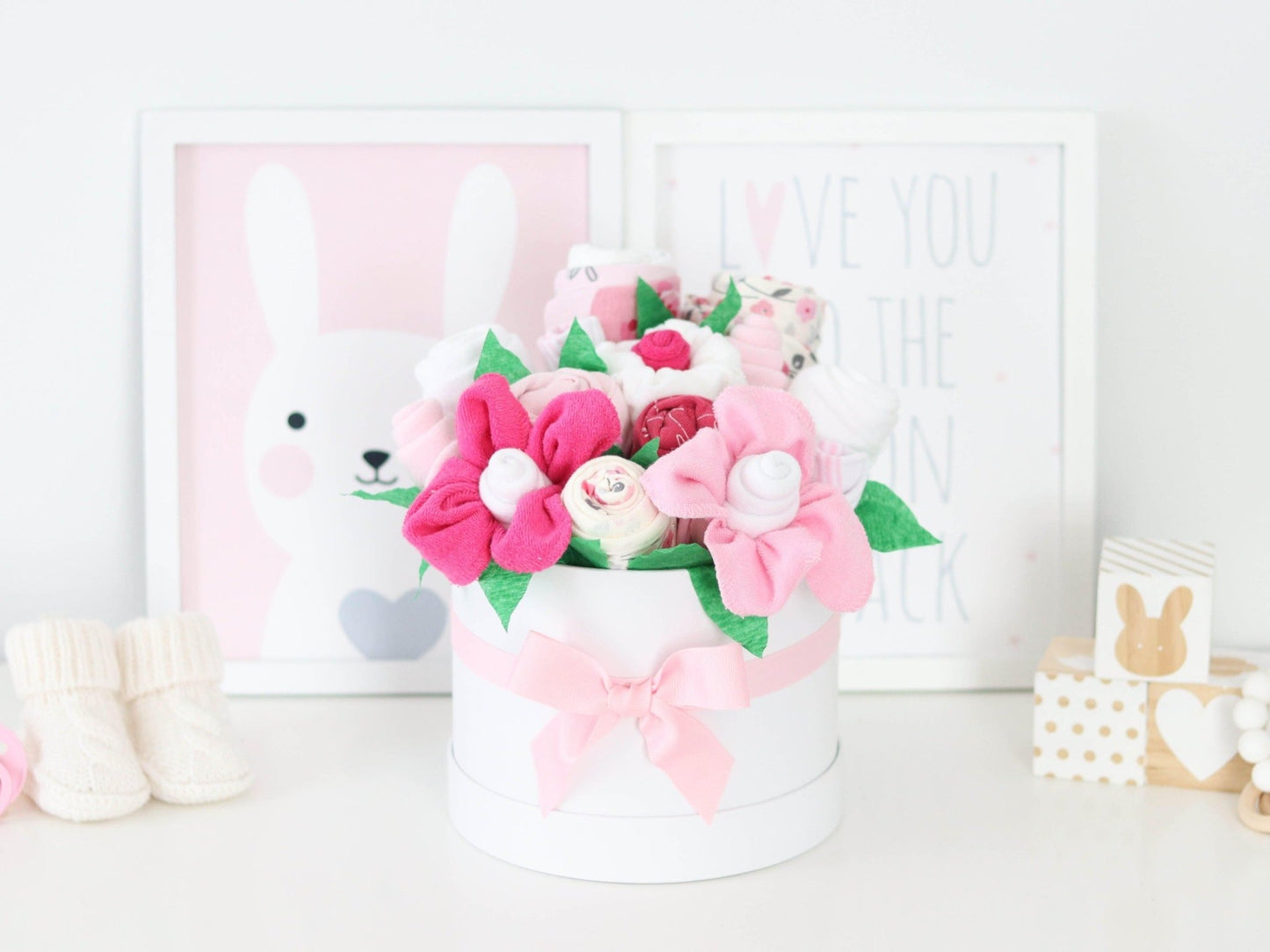 Pretty in Pink Baby Girl Gift Box Bouquet - Baby Blossom Company