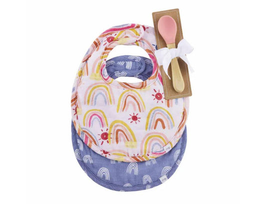Rainbow Muslin Bib & Spoon Set - Baby Blossom Company