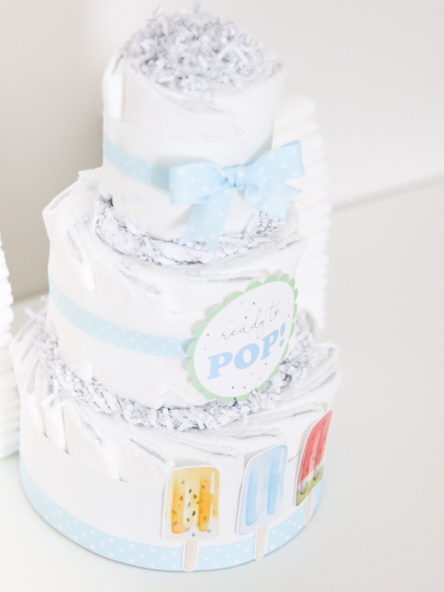 Ready to POP Diaper Cake - Blue - Baby Blossom Company