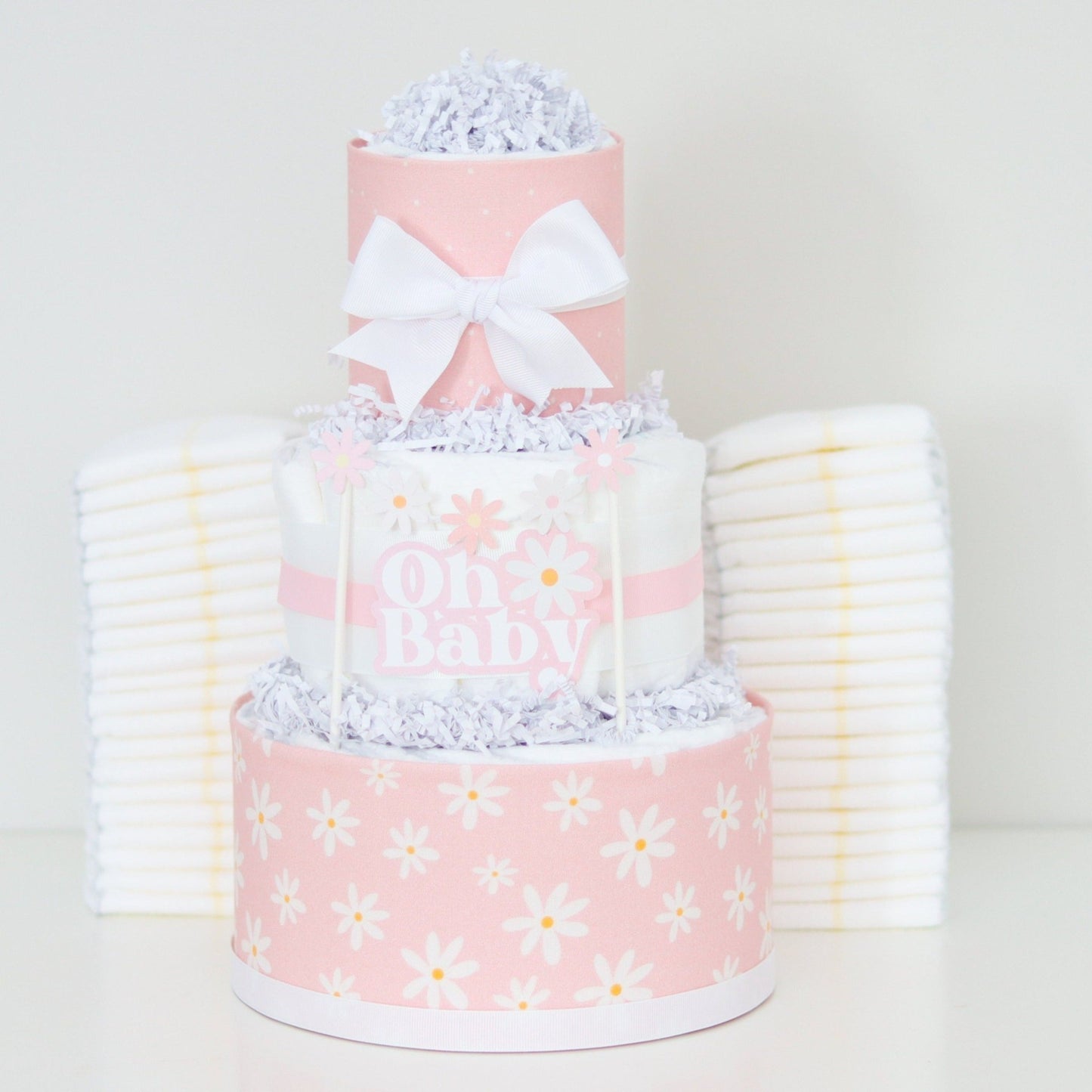 Retro Daisy Diaper Cake - Baby Blossom Company