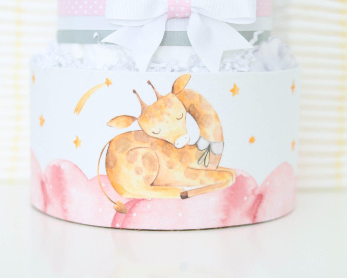 Sleeping Animals Diaper Cake - Pink - Baby Blossom Company