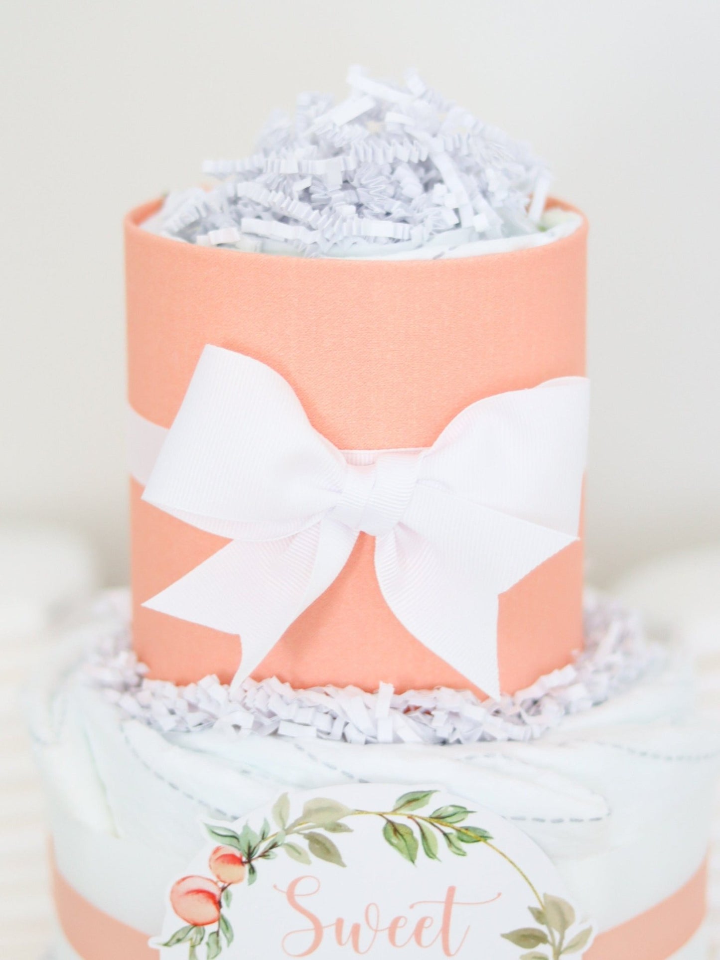Sweet Peach Diaper Cake - Baby Blossom Company