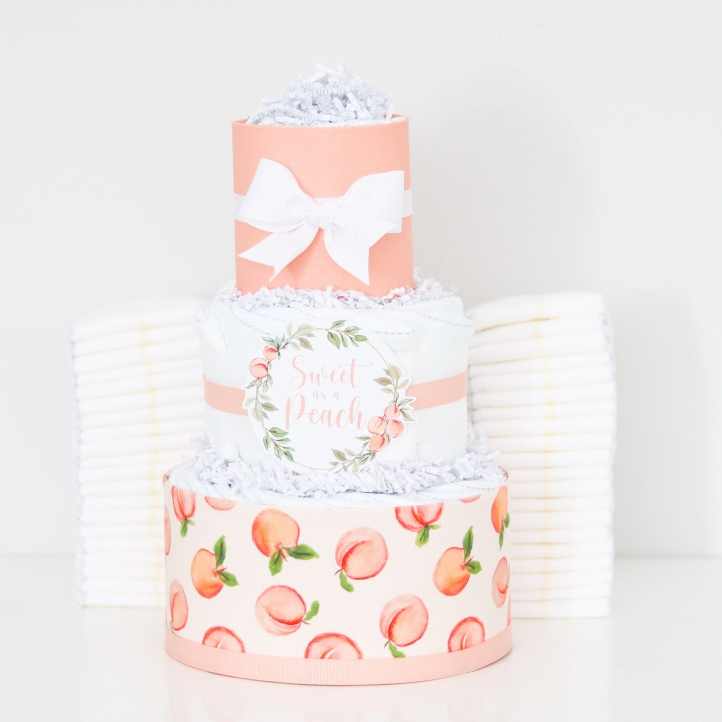 Sweet Peach Diaper Cake - Baby Blossom Company