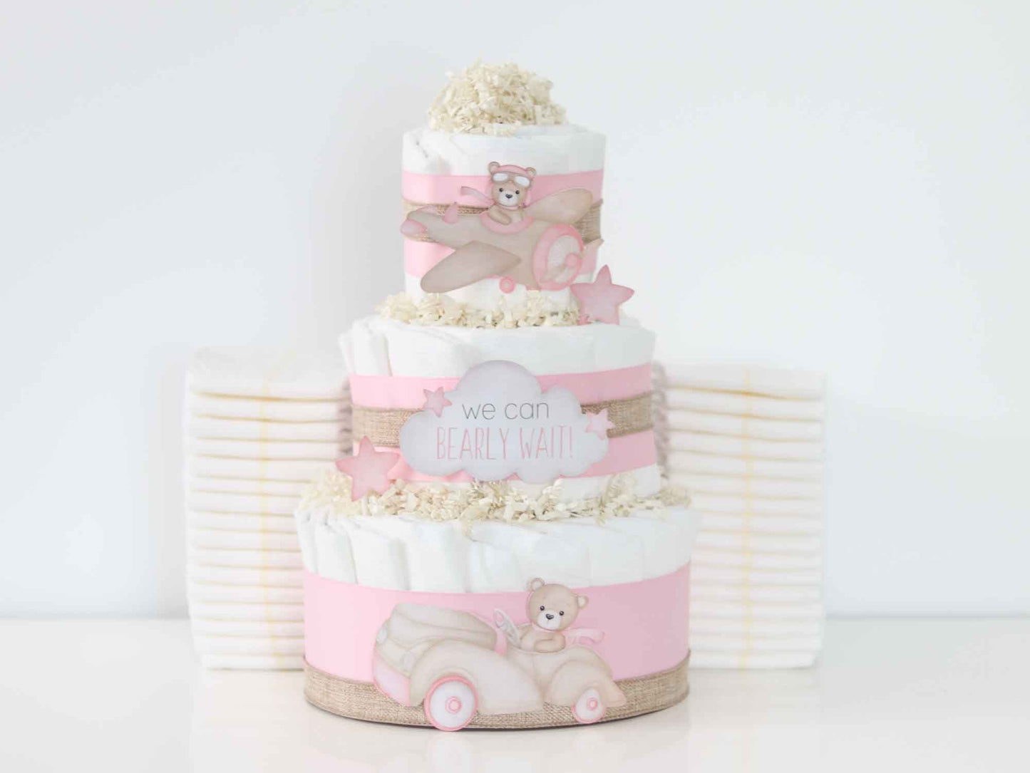Teddy Bear Diaper Cake Collection - Pink - Baby Blossom Company