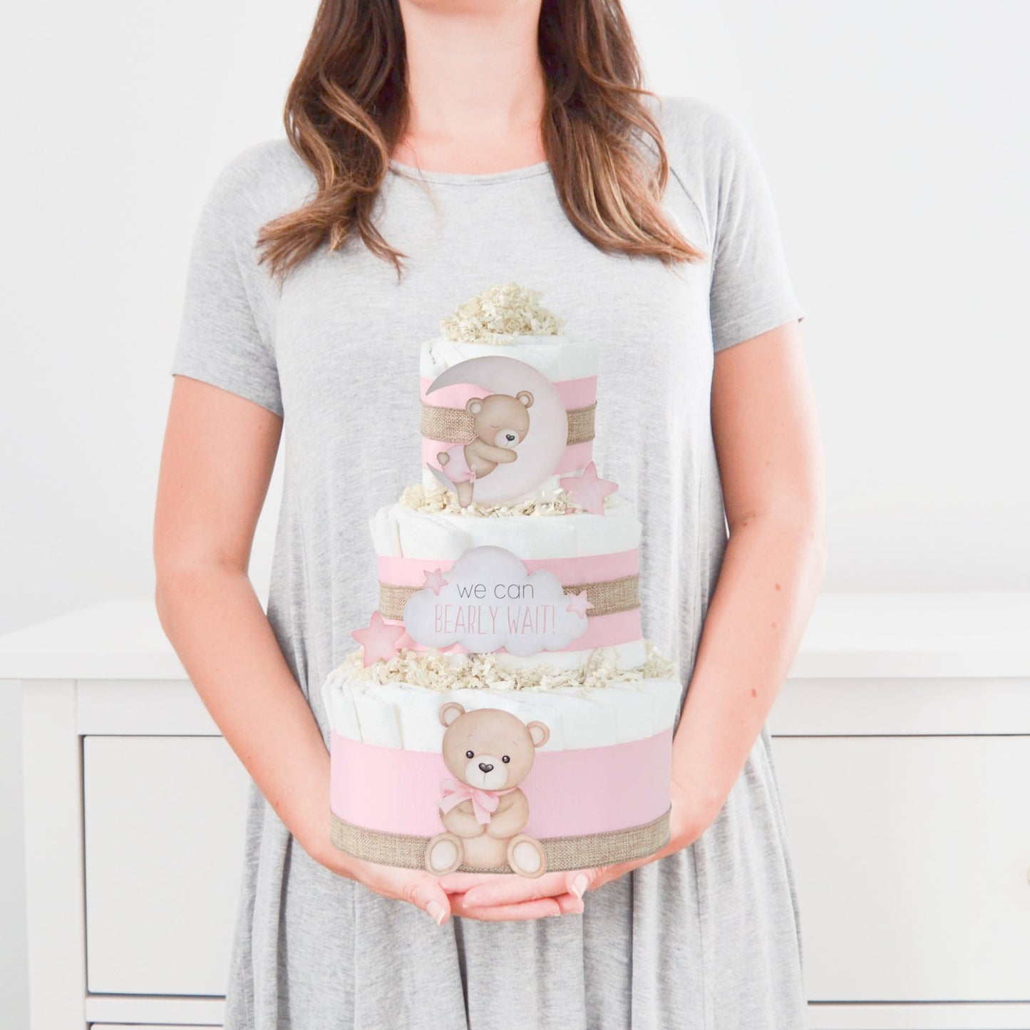 Teddy Bear Diaper Cake Collection - Pink - Baby Blossom Company
