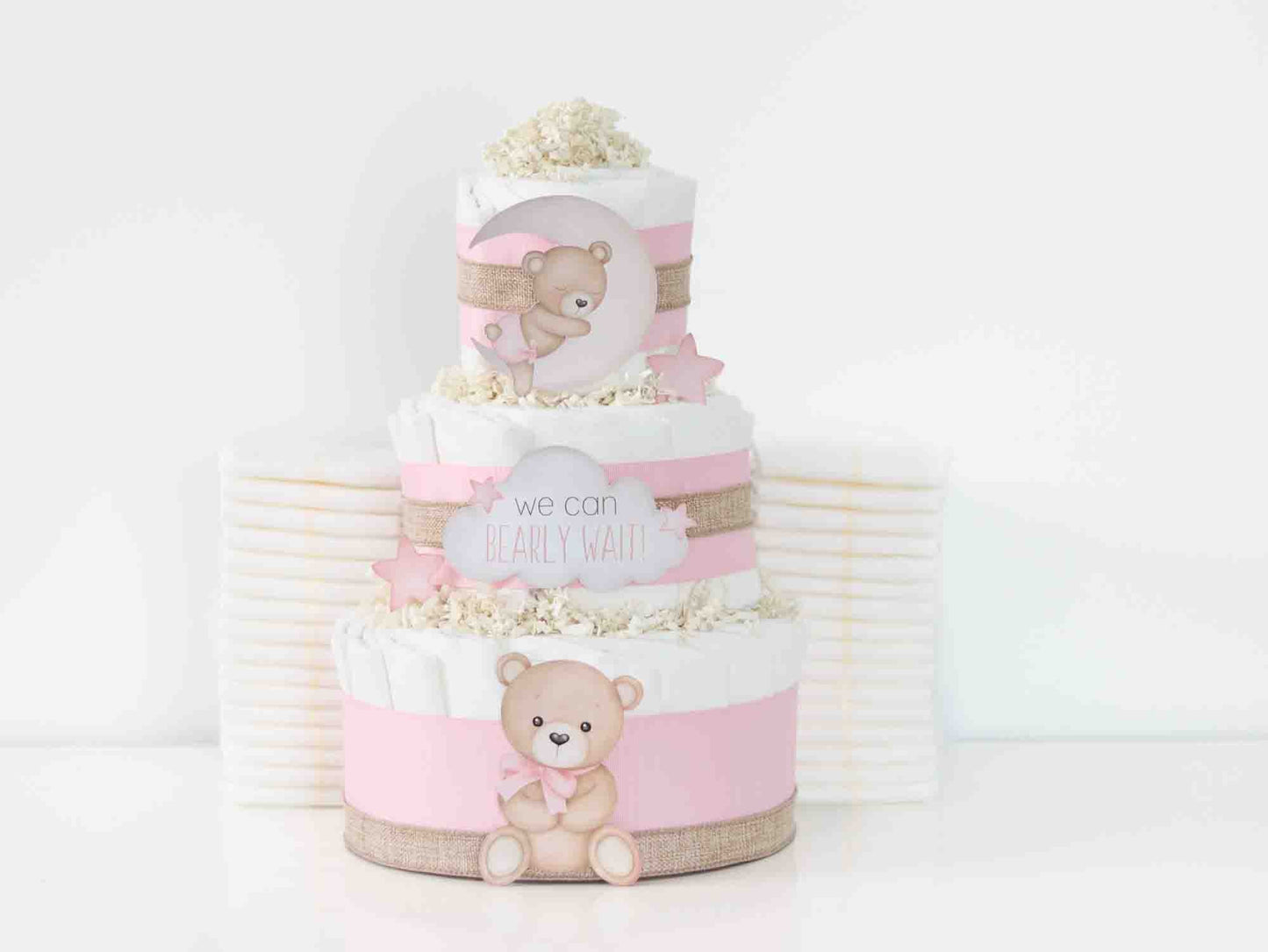 Teddy Bear Diaper Cake Collection - Pink - Baby Blossom Company