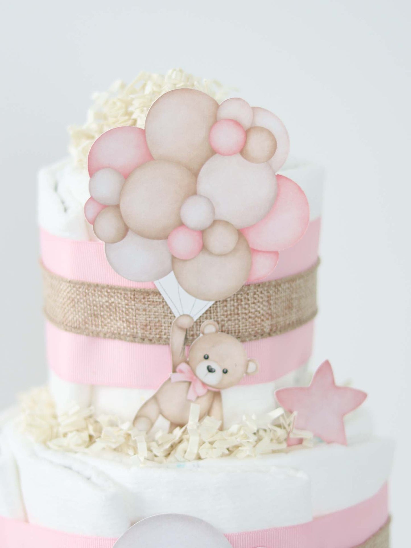 Teddy Bear Diaper Cake Collection - Pink - Baby Blossom Company