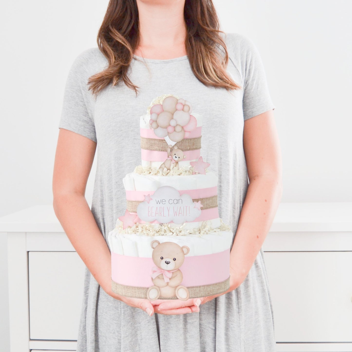 Teddy Bear Diaper Cake Collection - Pink - Baby Blossom Company