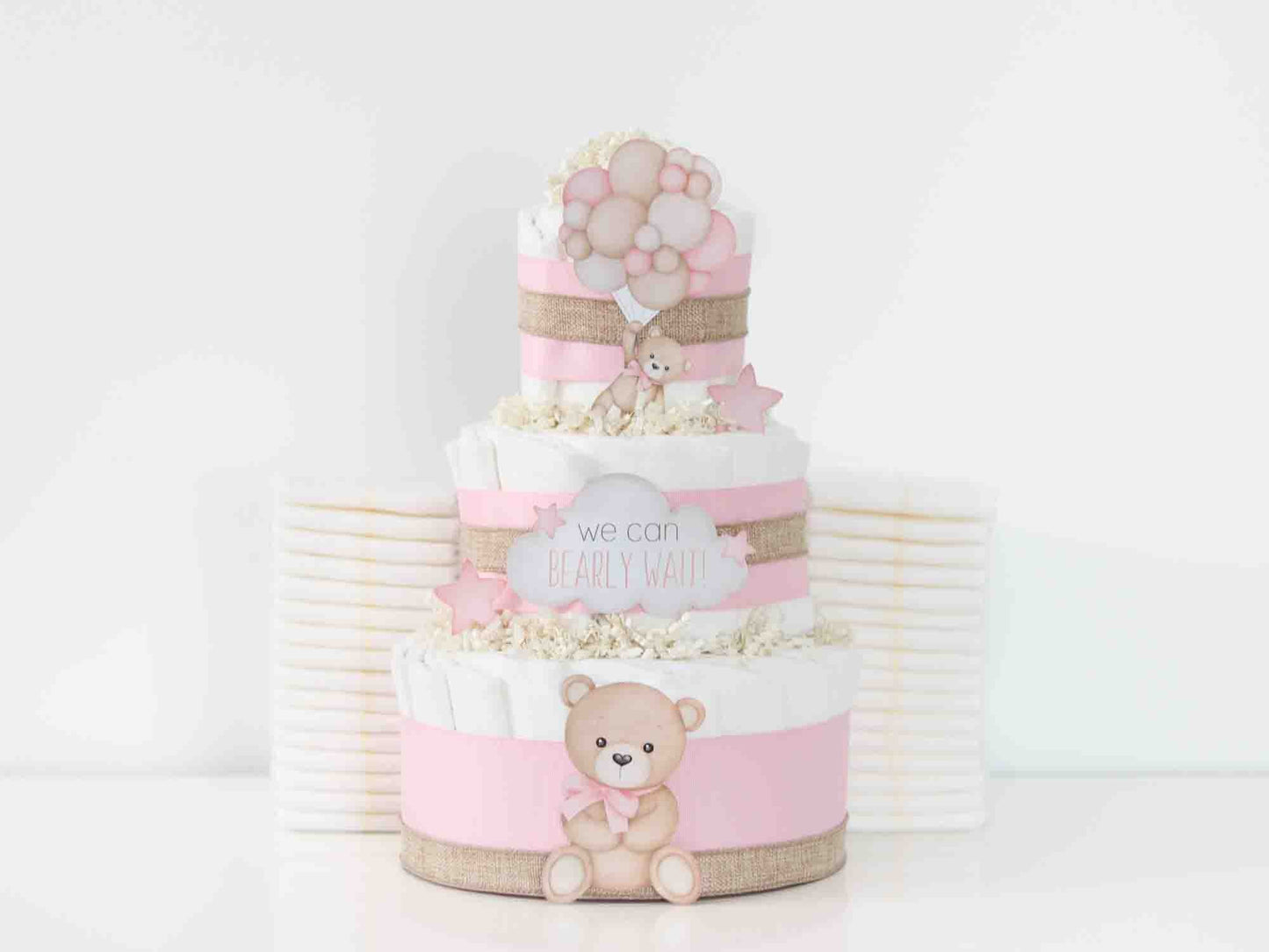 Teddy Bear Diaper Cake Collection - Pink - Baby Blossom Company