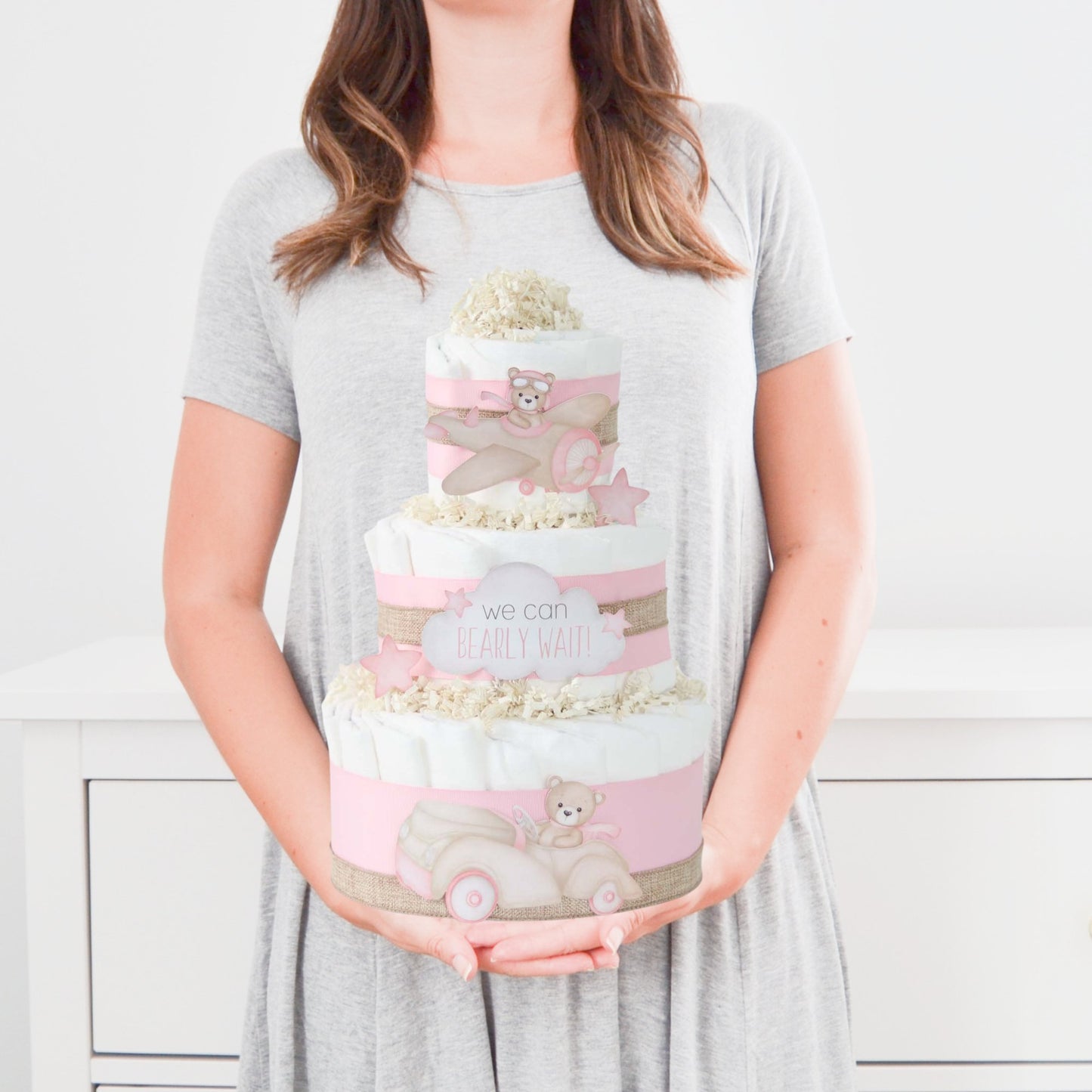 Teddy Bear Diaper Cake Collection - Pink - Baby Blossom Company