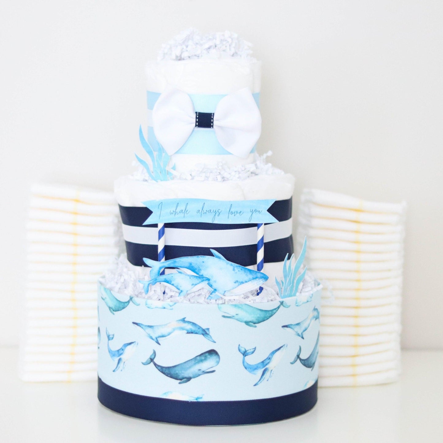 Whale Pod Diaper Cake - Baby Blossom Company