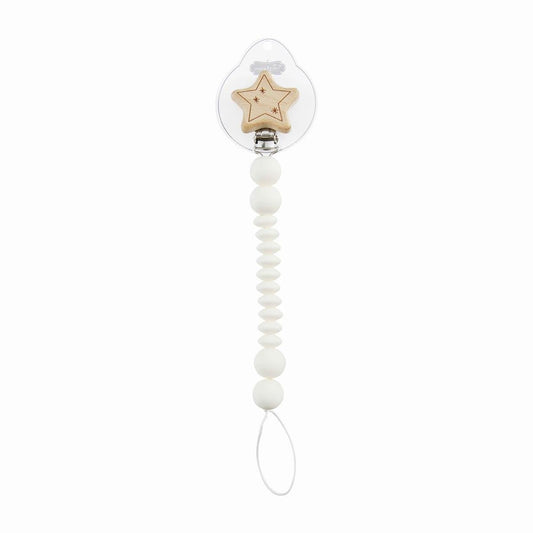 White Star Pacifier Clip - Baby Blossom Company