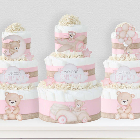 Pink Teddy Bear Diaper Cake Collection