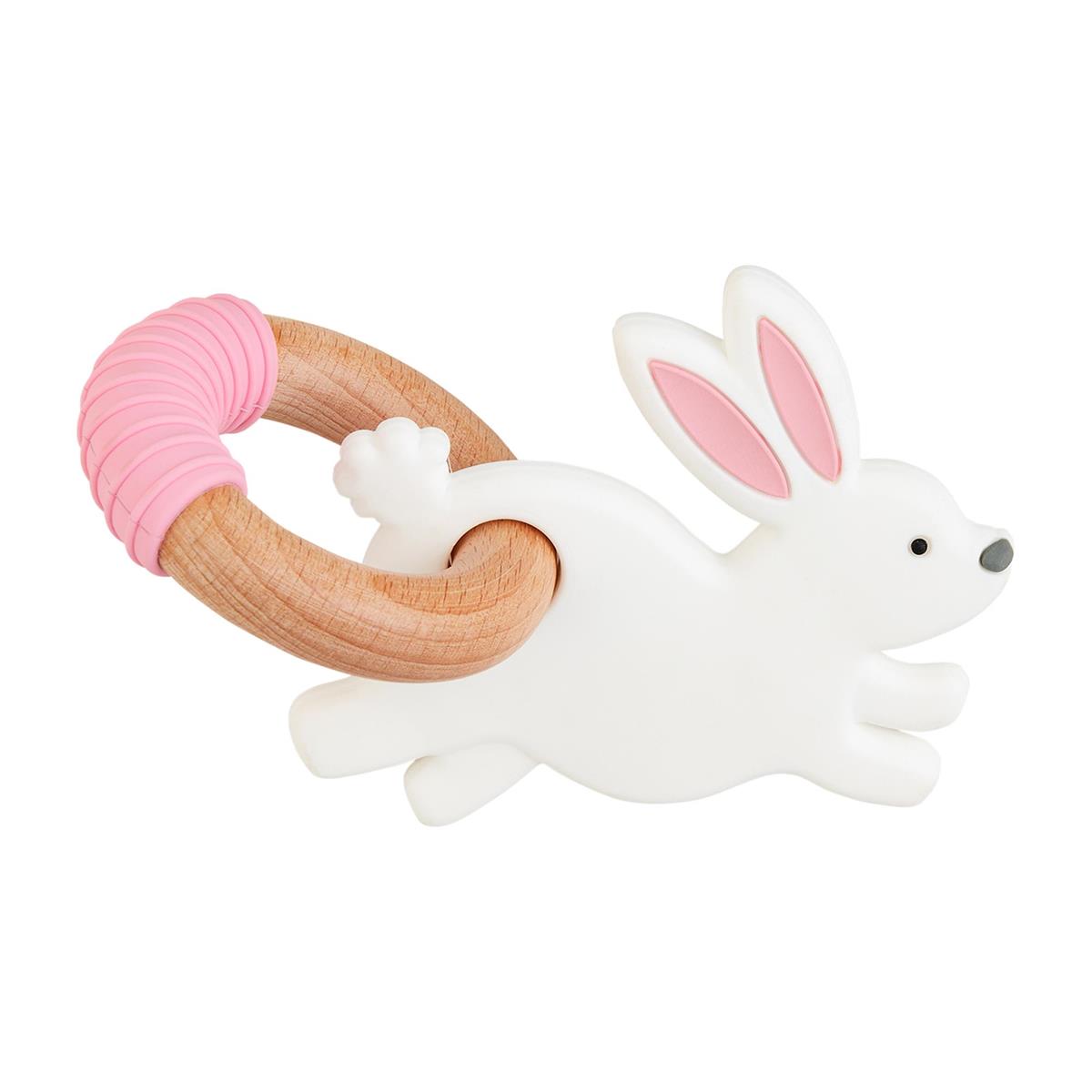 mud pie pink bunny silicone teether