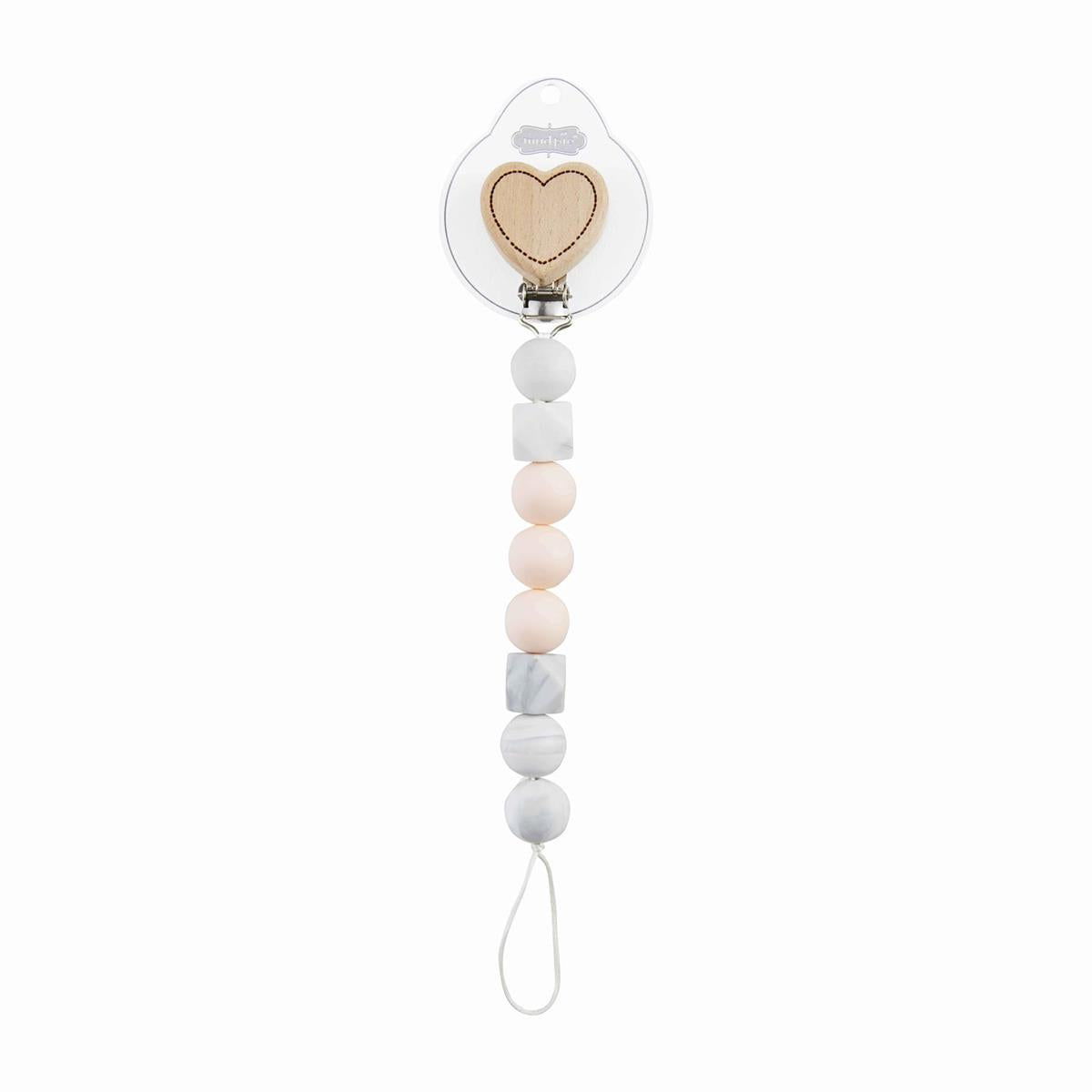 mud pie pink heart silicone pacifier clip