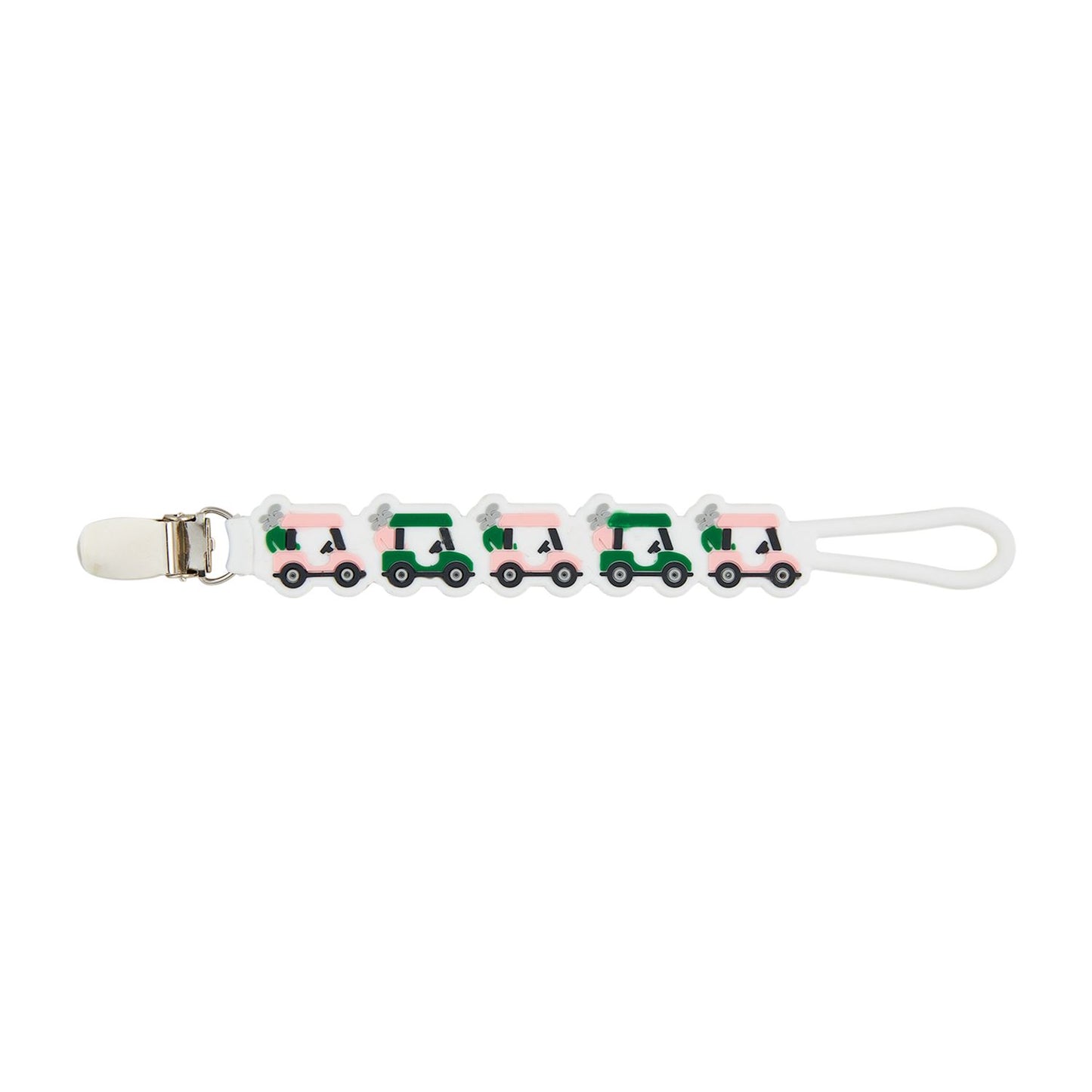 mud pie girl golf cart silicone pacifier clip