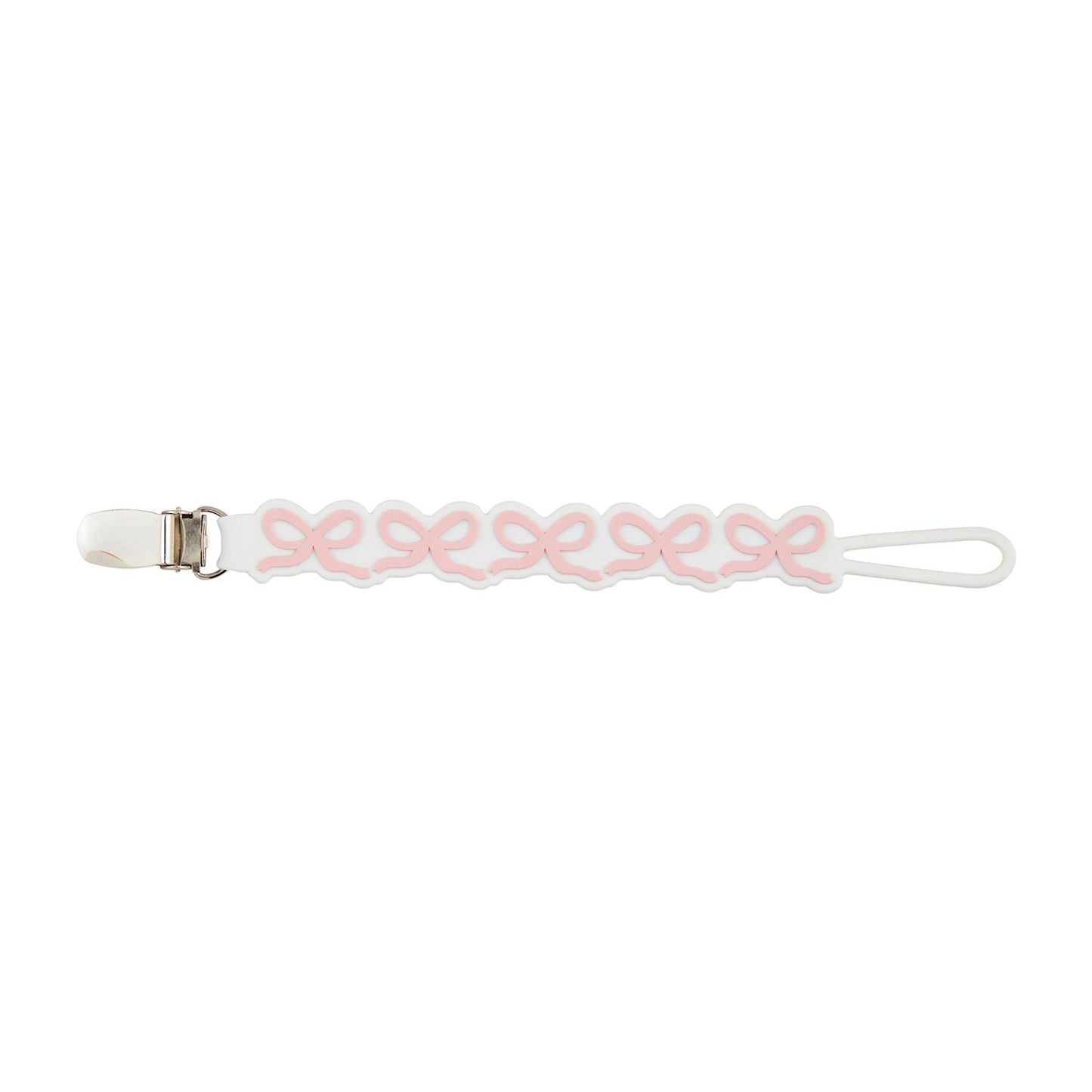 Pink Bow Silicone Pacifier Clip