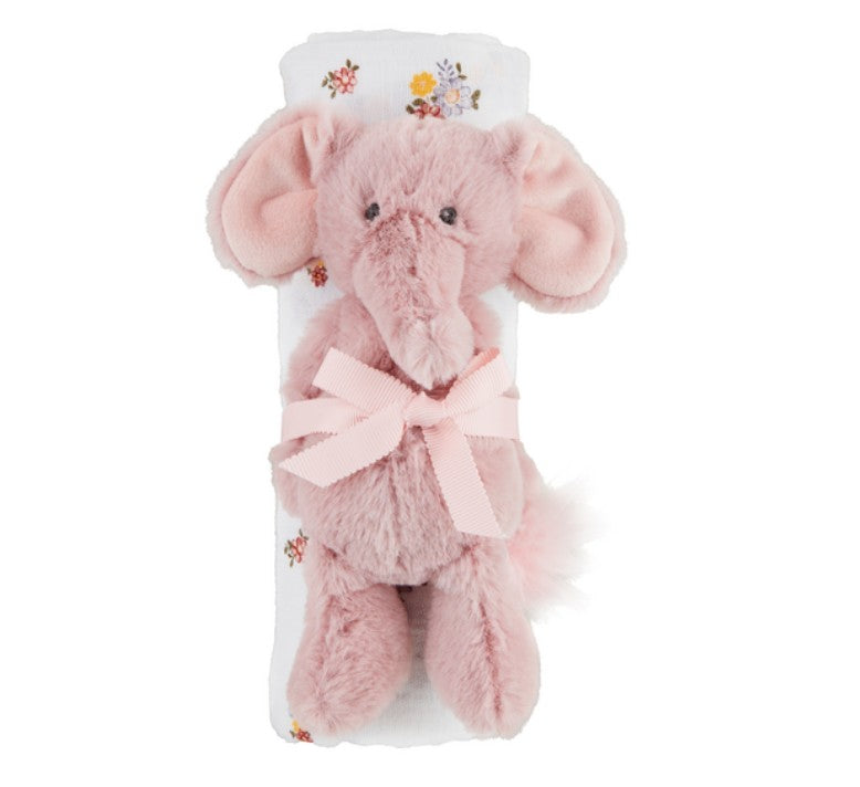 Floral Swaddle & Elephant Rattle