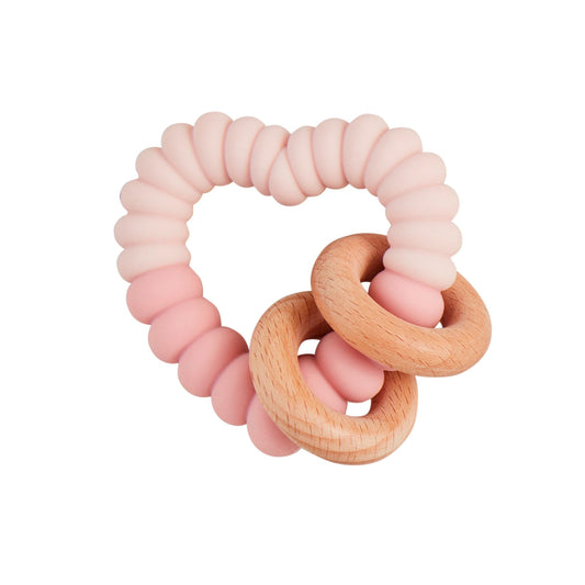 Pink Heart Silicone Teether